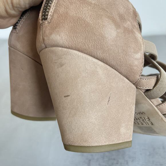 Eileen Fisher Fara Suede Leather Caged Sandals Block Heel Size 7.5 M Beige Tan - Picture 6 of 13